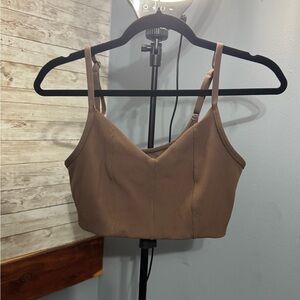 Aerie Brown Ribbed Top medium support sports bra